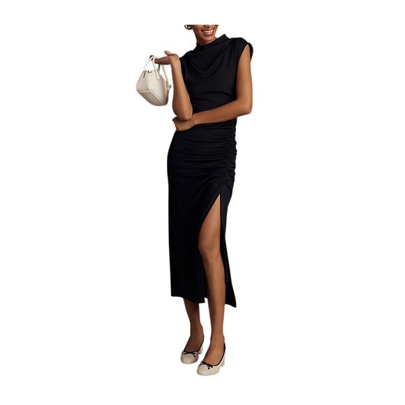 Anthropologie �Maya� Black Polyester Ruched Cowl-Neck Dress Size XS - Picture 1 of 6